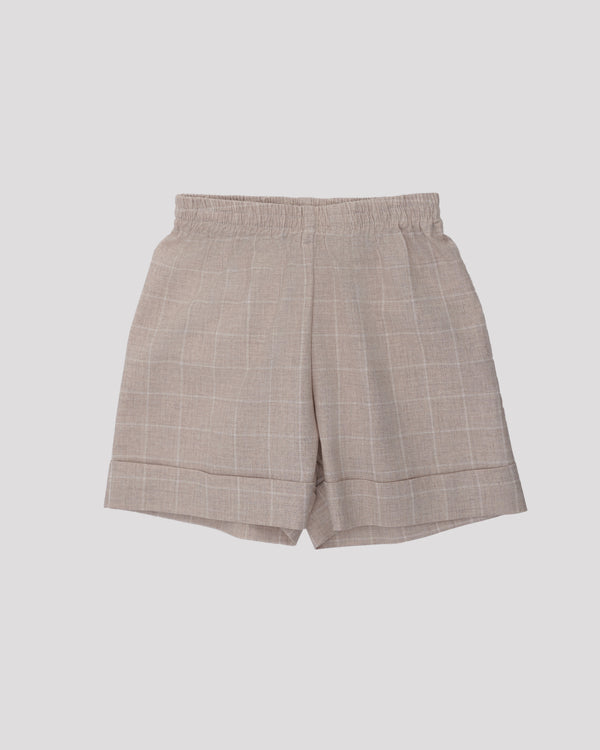 Pantaloni scurti cu carouri bej